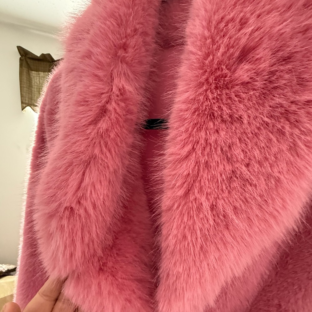 Luxurious Pink Faux Fur Coat